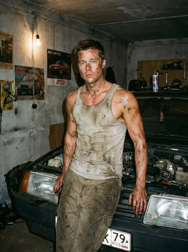 Брэд Питт стал работников автосервиса.