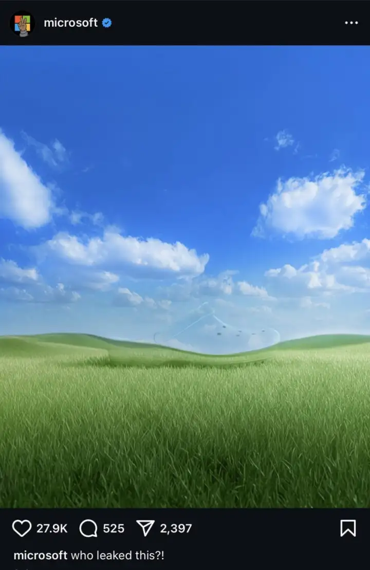 Скриншот с инстаграм*-профиля Microsoft.