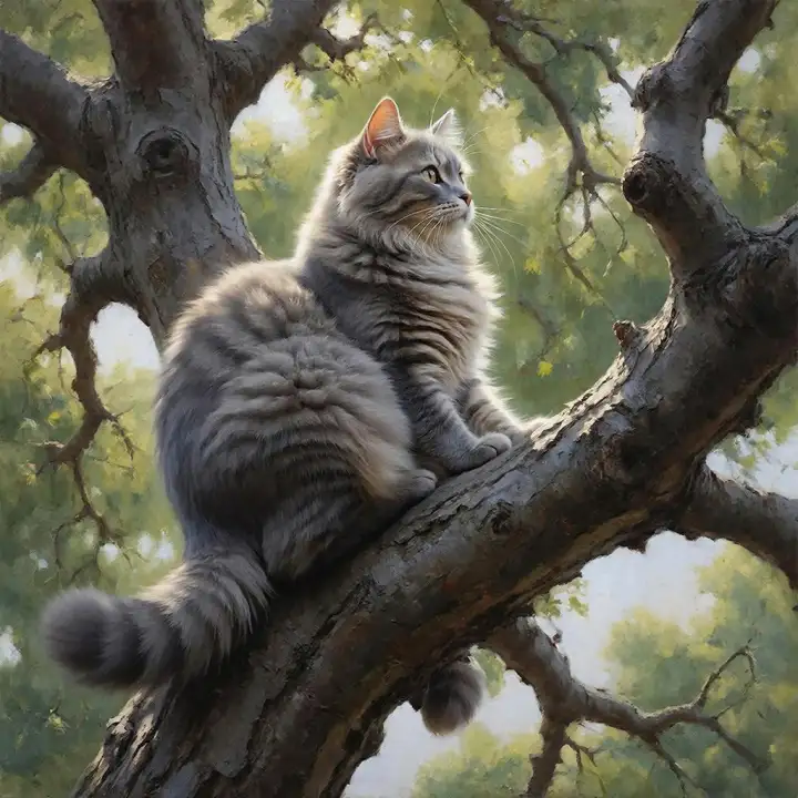 Кот на дереве.