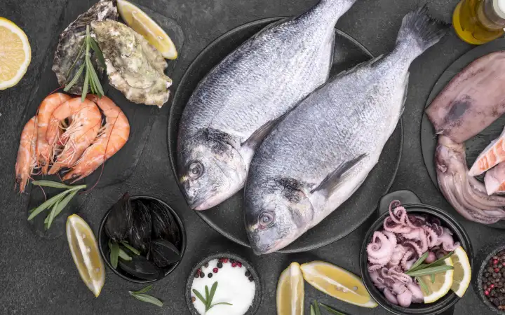 Рыба и морепродукты.