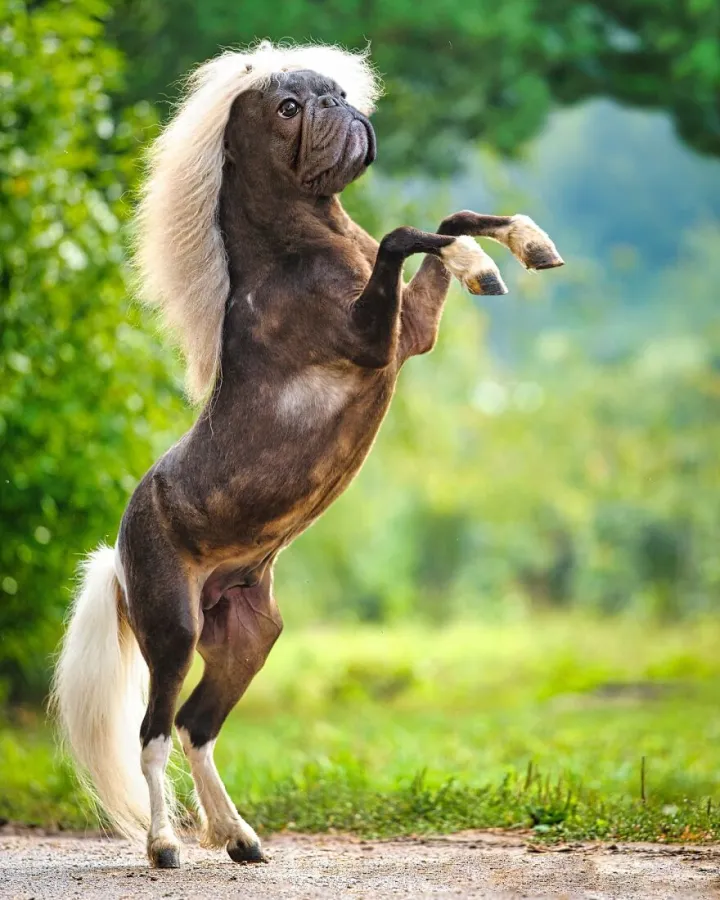 Лошадь и бульдог.