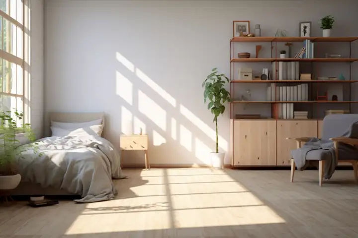 Светлая комната лучше отражает солнечный свет в окно.