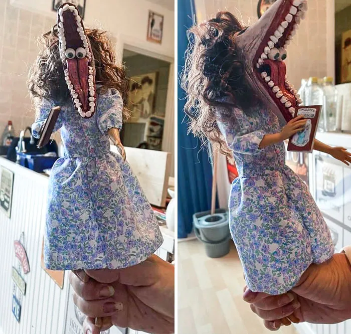 «Это пугающе, но я просто не могла не поделиться этой фигуркой Барбары из „Битлджуса“, которую моя мама слепила из глины».