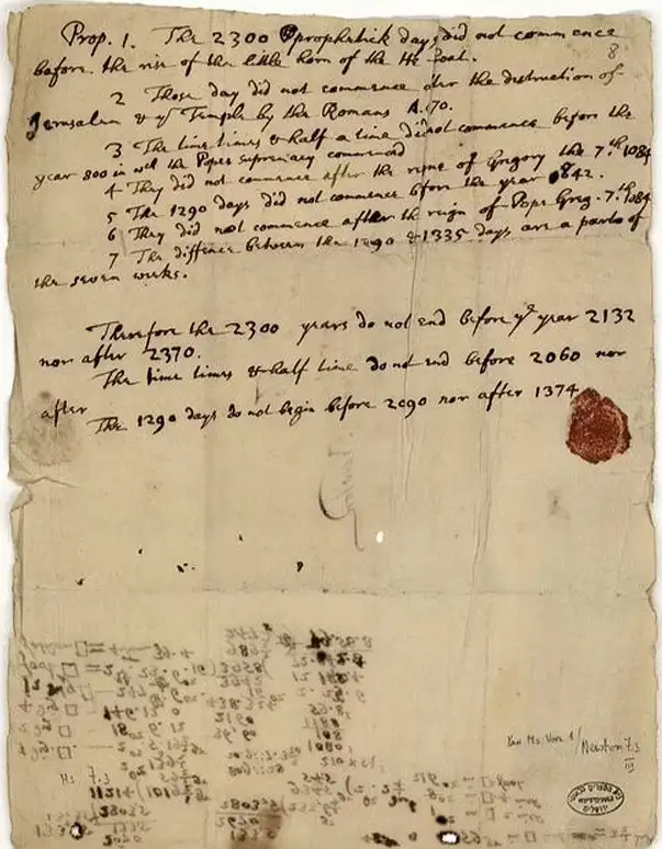 Более 300 лет назад сэр Исаак Ньютон написал на листке зловещее предсказание, в котором содержался ряд математических вычислений.