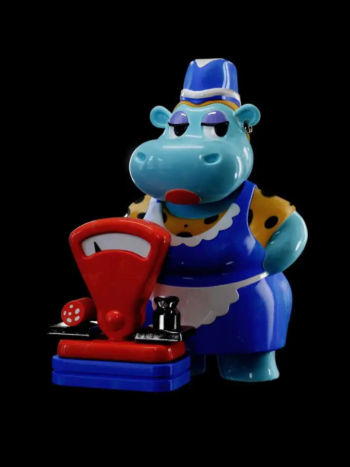 Бегемотик в виде продавщицы из продуктового.