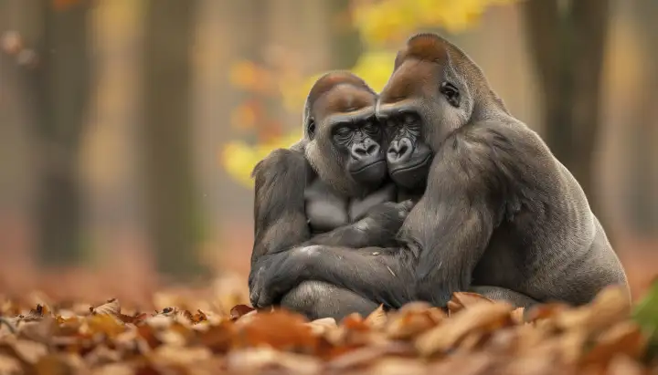 Кроме поцелуев, все приматы также любят обнимашки.