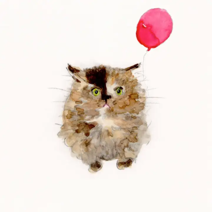 Рисунок котёнка символично с шариком.