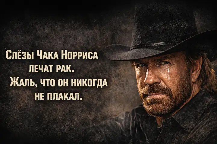 Слёзы Чака Норриса лечат рак. Жаль, что он никогда не плакал.