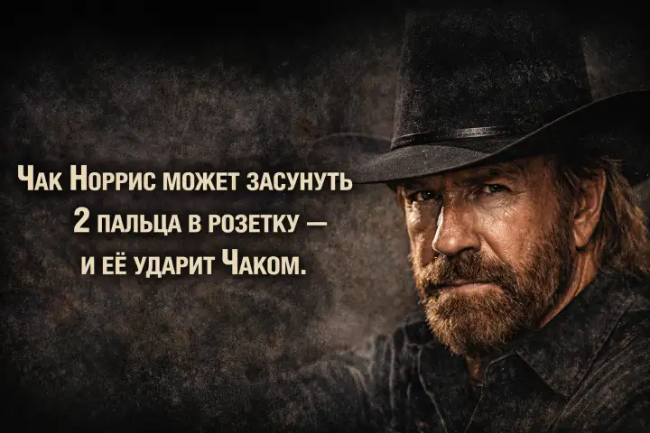 Чак Норрис может засунуть 2 пальца в розетку и её ударит Чаком.