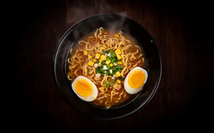 Лапша с яйцом.