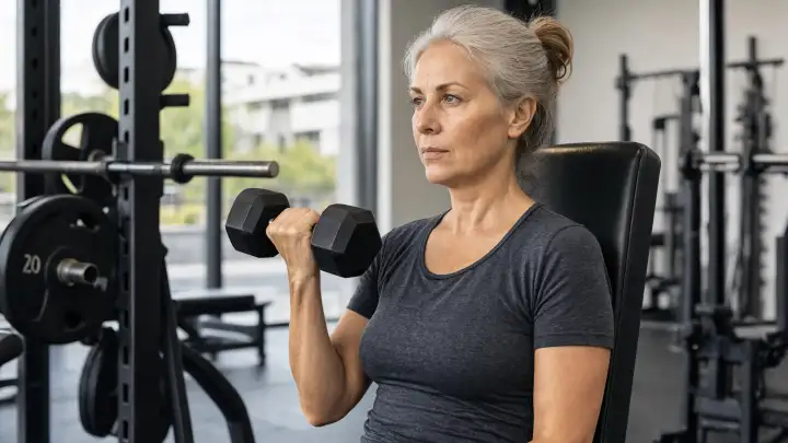 Женщина в спортзале.