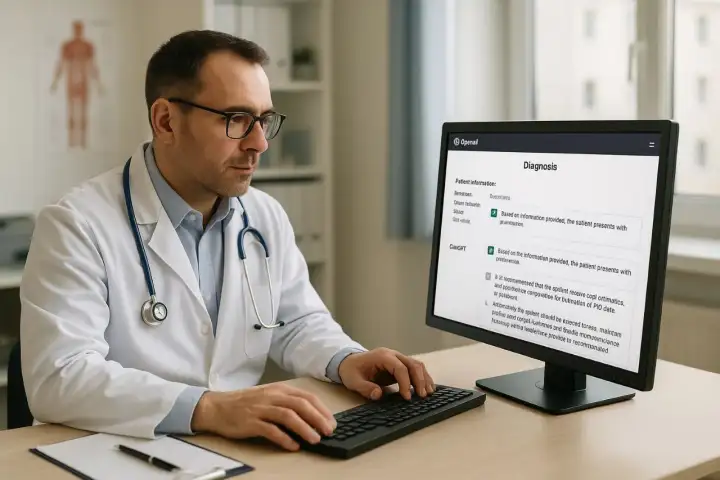 Врач использует нейросеть.