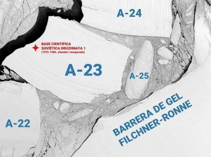 Айсберг А-23А в сравнении с соседними.