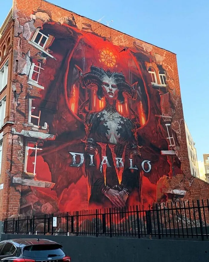 Diablo 4 — Фреска Лилит на улицах Лондона, Великобритания