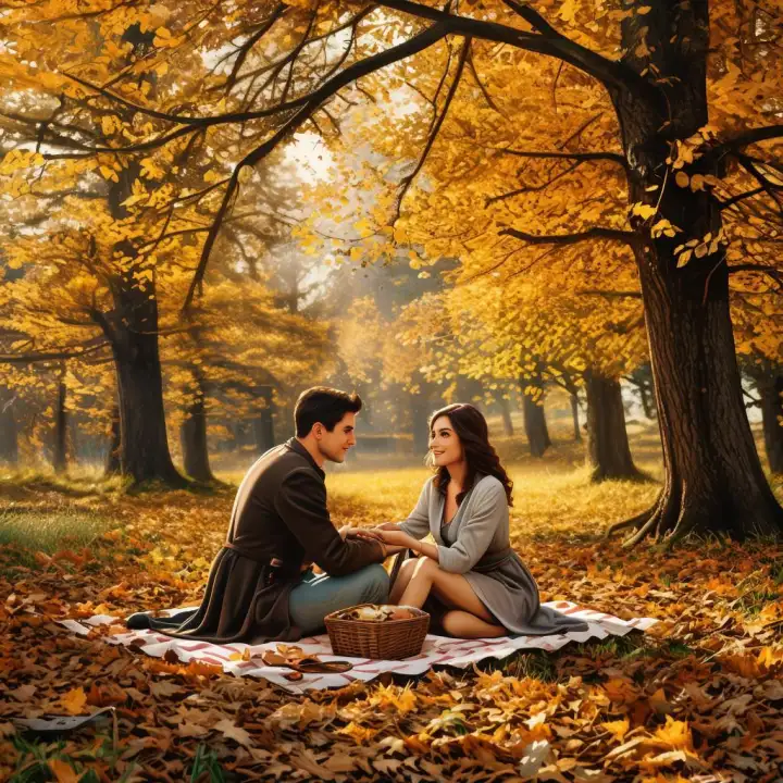 Пикник на осенней природе.