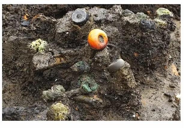 Бусины, которые нашли на месте раскопок.