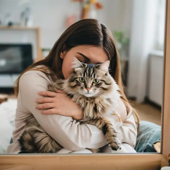 Девушка с котиком.