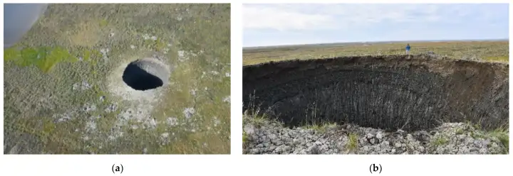 Давление газа из-под земли формирует идеально вертикальные кратеры.